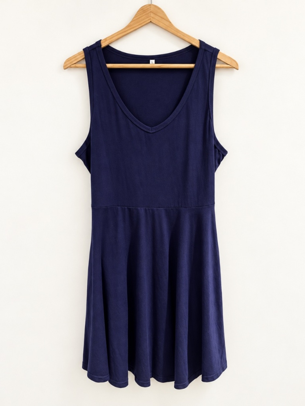 Dark Purple Sleeveless V-Neck Pocket Dress with Pockets L